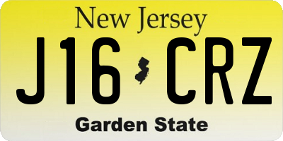 NJ license plate J16CRZ