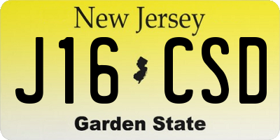 NJ license plate J16CSD
