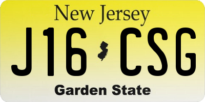 NJ license plate J16CSG