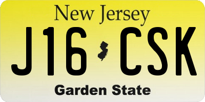 NJ license plate J16CSK