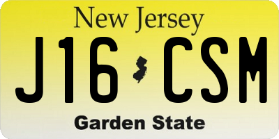NJ license plate J16CSM