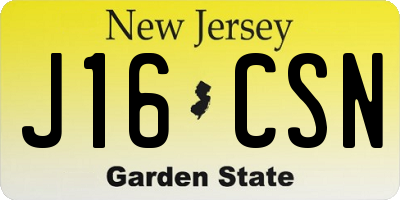 NJ license plate J16CSN