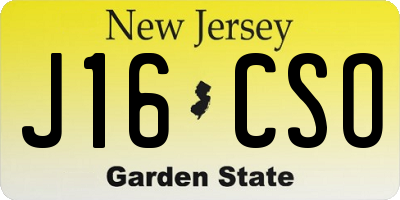NJ license plate J16CSO