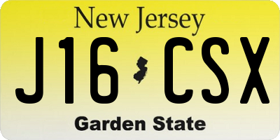 NJ license plate J16CSX