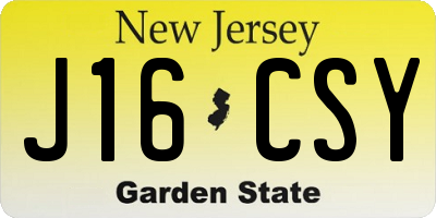 NJ license plate J16CSY