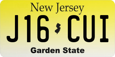 NJ license plate J16CUI