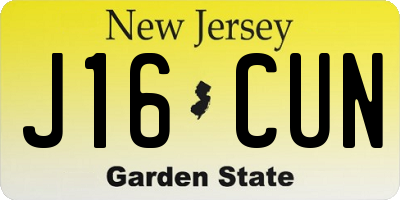NJ license plate J16CUN