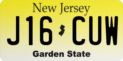 NJ license plate J16CUW