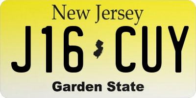 NJ license plate J16CUY