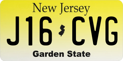 NJ license plate J16CVG