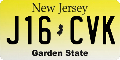 NJ license plate J16CVK