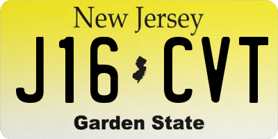 NJ license plate J16CVT