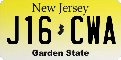 NJ license plate J16CWA