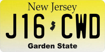 NJ license plate J16CWD
