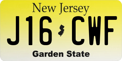 NJ license plate J16CWF