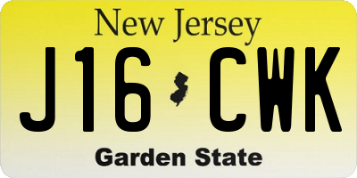 NJ license plate J16CWK
