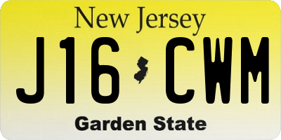 NJ license plate J16CWM