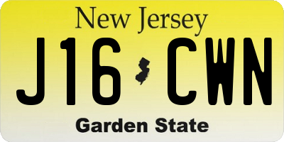 NJ license plate J16CWN