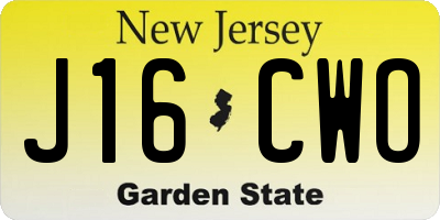 NJ license plate J16CWO