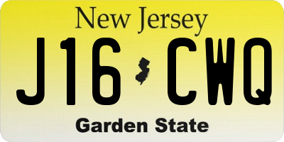 NJ license plate J16CWQ
