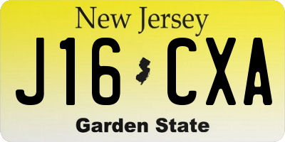 NJ license plate J16CXA