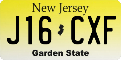 NJ license plate J16CXF