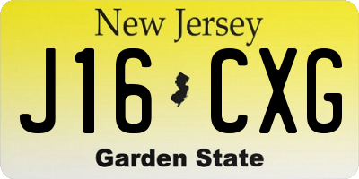 NJ license plate J16CXG