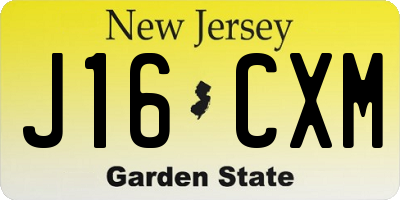 NJ license plate J16CXM