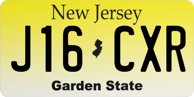 NJ license plate J16CXR