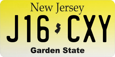 NJ license plate J16CXY