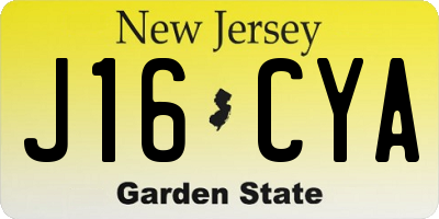 NJ license plate J16CYA