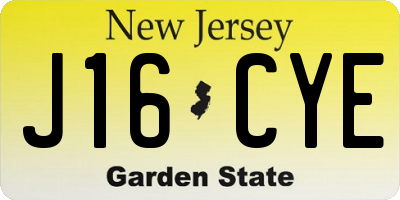 NJ license plate J16CYE