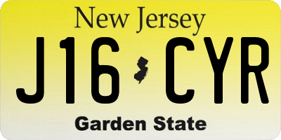 NJ license plate J16CYR