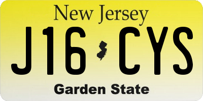 NJ license plate J16CYS