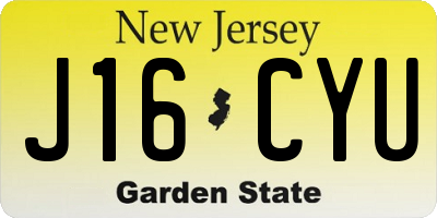 NJ license plate J16CYU