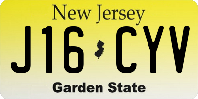 NJ license plate J16CYV