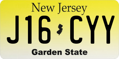 NJ license plate J16CYY