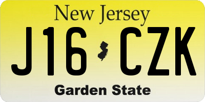 NJ license plate J16CZK
