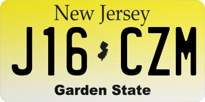 NJ license plate J16CZM
