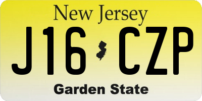 NJ license plate J16CZP