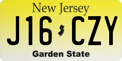 NJ license plate J16CZY
