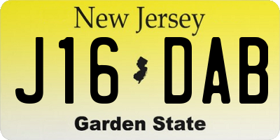 NJ license plate J16DAB