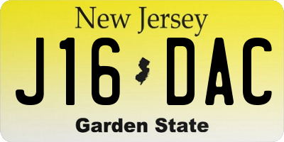 NJ license plate J16DAC