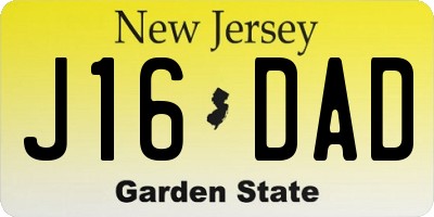 NJ license plate J16DAD