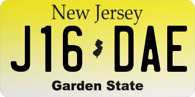 NJ license plate J16DAE