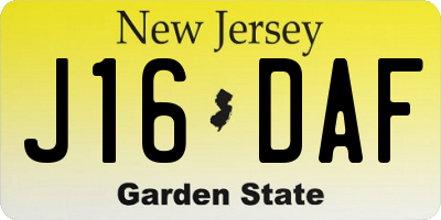 NJ license plate J16DAF