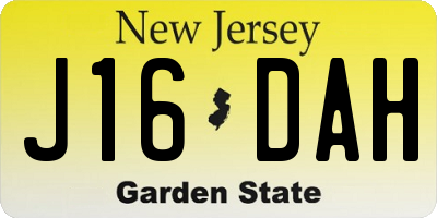 NJ license plate J16DAH