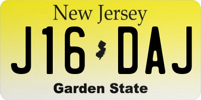 NJ license plate J16DAJ
