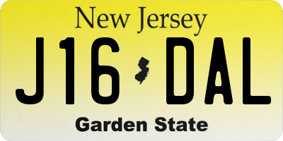 NJ license plate J16DAL
