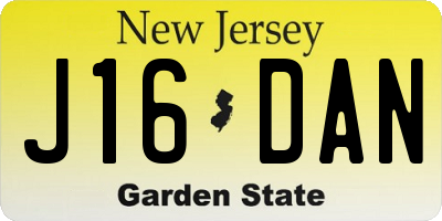 NJ license plate J16DAN